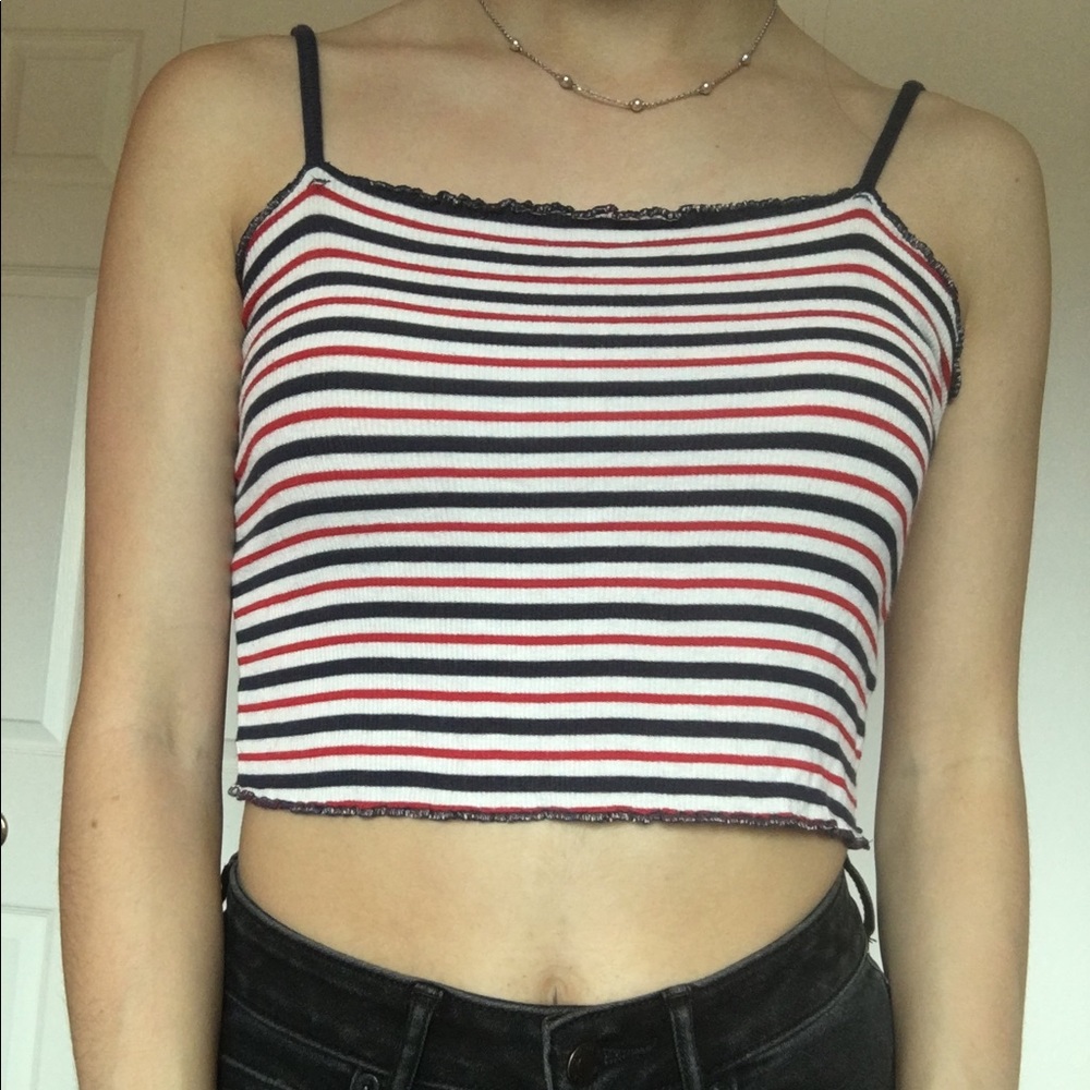 Red, white, and blue tripped tank top